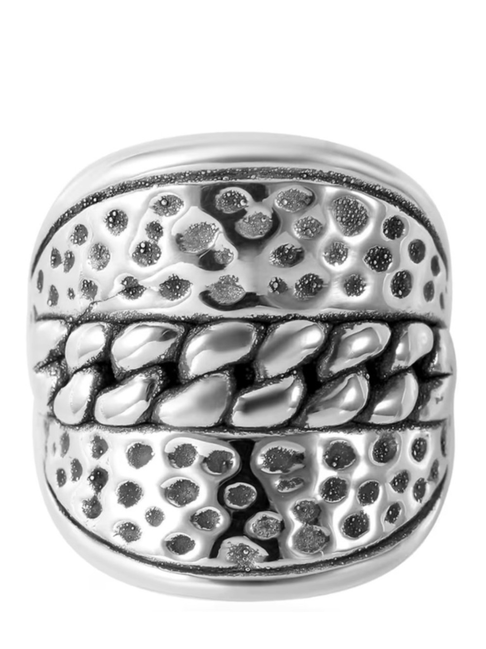 Dotted and Curb Ring in Sterling Silver 6 Grams
